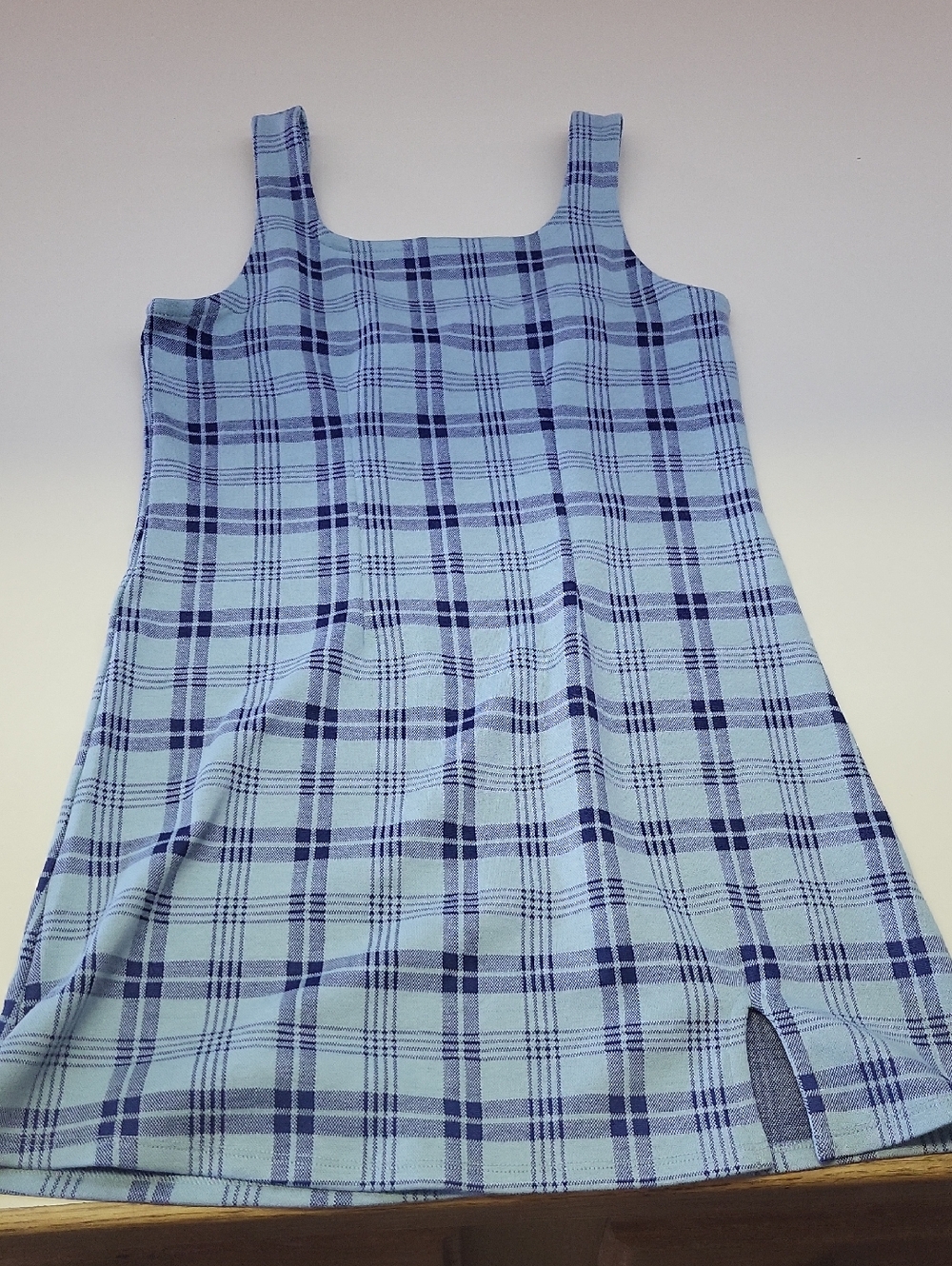 Light Blue Plaid Tank Dress
